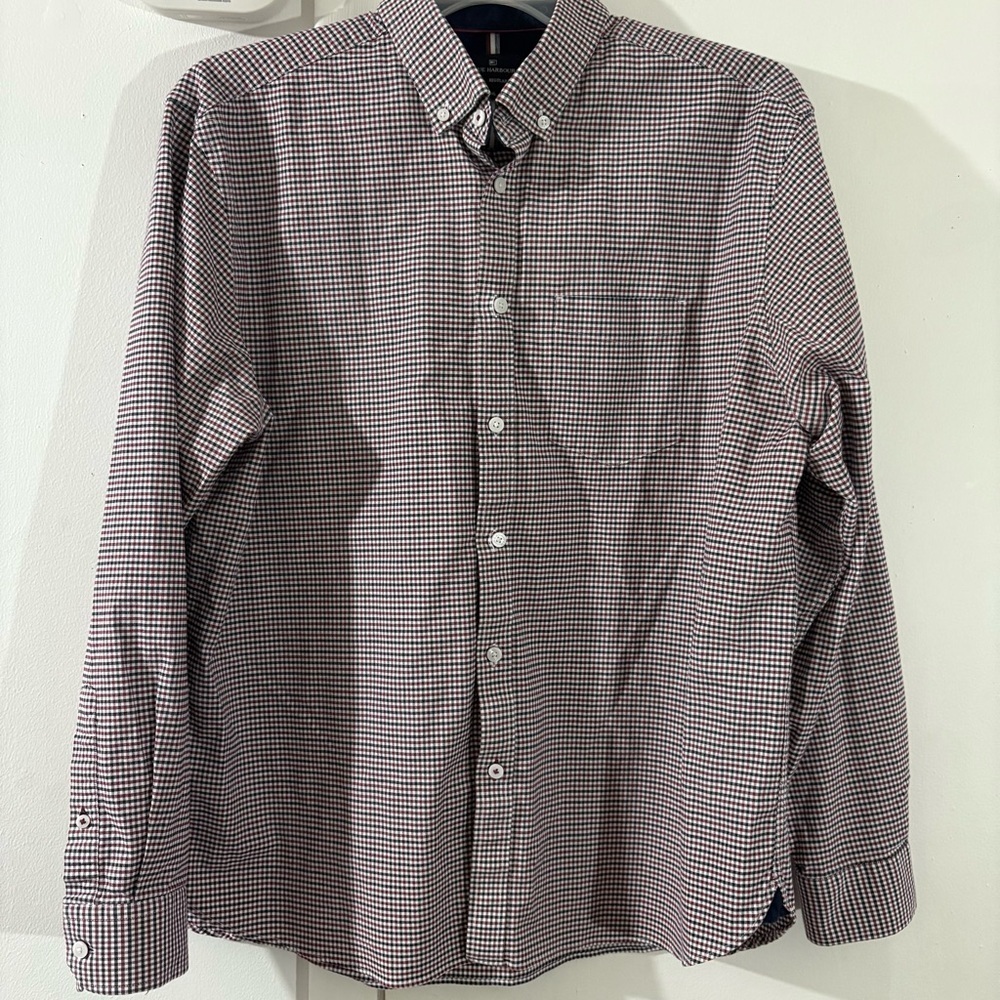 Blue Harbour Mens XL Gingham Long Sleeve Button Down Shirt Regular Fit Blue Red